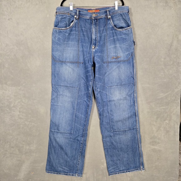 Sean John Other - Vintage‎ Sean John Baggy wide leg Y2K Jeans mens 38x34 knee patches blue hip hop